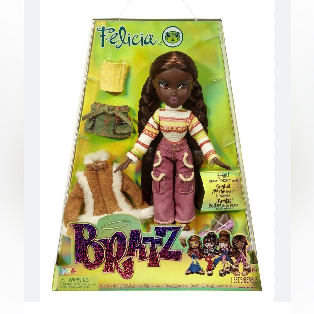 New in Box! BRATZ Original Series 3 Fashion Doll Felicia with 2 Outfits & Poster